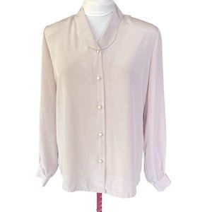 NEW EDITIONS Blouse Button Down Long Sleeve Vintage Cream Size 8